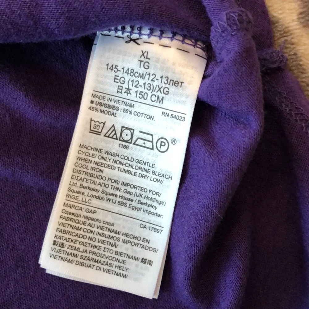 Gap Purple Long Sleeve Shirred Tee XL 12